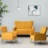 Amira Velvet 3-Piece Living Room Set