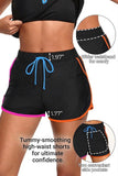 2 Piece Tummy Control Swimsuit V-Wire Tank Top with Boyhorts Bathing Suit with Side Pockets