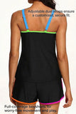 2 Piece Tummy Control Swimsuit V-Wire Tank Top with Boyhorts Bathing Suit with Side Pockets