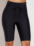 Black Quick-drying Conservative High Waist Swim Short
