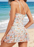 One Piece Swim Dress for Women - One Shoulder Tummy Control Swimsuit with Skirt