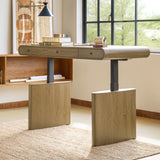 Mid-century Modern Electric Adjustable Standing Desk with Wireless Charging