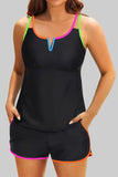 2 Piece Tummy Control Swimsuit V-Wire Tank Top with Boyhorts Bathing Suit with Side Pockets