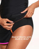 2 Piece Tummy Control Swimsuit V-Wire Tank Top with Boyhorts Bathing Suit with Side Pockets