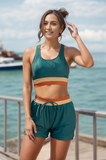 Atlantic Deep U Neck Wide Straps Sporty Bikini Top And High-Waist Boy Shorts