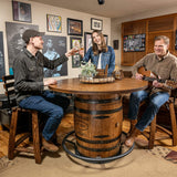 Deluxe Whiskey Barrel Pub Table AND Cabinet