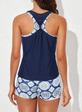 Womens Athletic 3 Piece Tankini Swimsuits with Shorts Swim Tank Tops