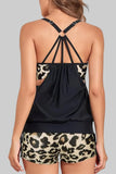 Two Piece Tankini Swimsuits for Women Tummy Control Bathing Suit Blouson Tankini Top with Sporty Boy Shorts