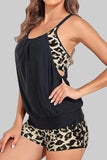 Two Piece Tankini Swimsuits for Women Tummy Control Bathing Suit Blouson Tankini Top with Sporty Boy Shorts