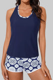 Womens Athletic 3 Piece Tankini Swimsuits with Shorts Swim Tank Tops