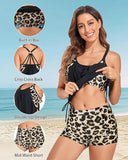 Two Piece Tankini Swimsuits for Women Tummy Control Bathing Suit Blouson Tankini Top with Sporty Boy Shorts