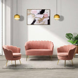 Ariel 3-Piece Scalloped Velvet Living Room Set