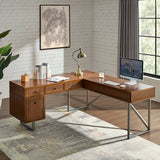 Mid-Century L Shape Lift Top Office Desk