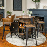 Deluxe Whiskey Barrel Pub Table AND Cabinet