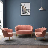 Ariel 3-Piece Scalloped Velvet Living Room Set