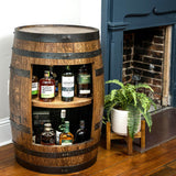 Refurbished Whiskey Barrel Open Display Cabinet