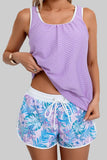 Women's Tankini Swimsuit Modest Two Piece Bathing Suit Tummy Control Athletic Blouson Tank Top with Short Bottoms