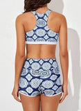 Womens Athletic 3 Piece Tankini Swimsuits with Shorts Swim Tank Tops